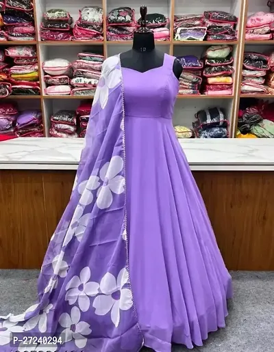 Attractive Georgette Gown for Women With Dupatta-thumb0