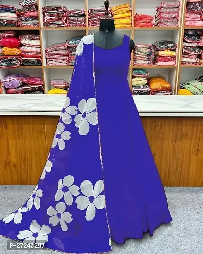 Attractive Georgette Gown for Women With Dupatta