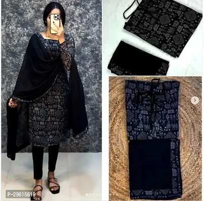 Stylish Cotton Blend Kurti with Dupatta for Women-thumb0