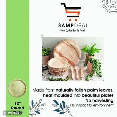 SAMP DEAL Palm Leaf Plates. Compostable Bamboo-Style. 12"" Round Deep Plate 25pk. Disposable, Biodegradable Plates - Eco-Friendly - All-Natural, Super-Sturdy Areca Palm Leaf Plates-thumb3