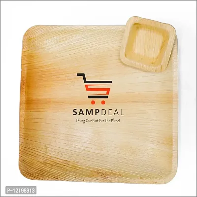 SAMP DEAL Areca Leaf Combo 10"" Square Plates (25pc) and 3"" Square Bowl (50pc) Eco-Friendly Brown Color Disposable