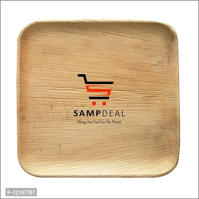 sampdeal Biodegradable Palm Leaf Plates - 10 inch x 10 inch Square Plate - Elegant  Sturdy Like Bamboo Disposable Plates - Eco-Friendly  Compostable Dinnerware - 25 Pack-thumb0