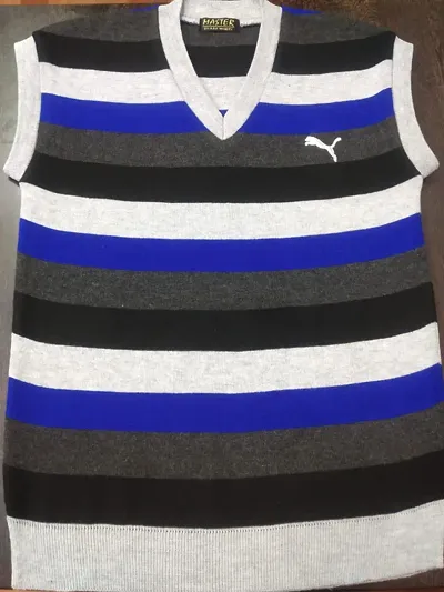 Men Striped V-Neck Pullover Sweater Vest