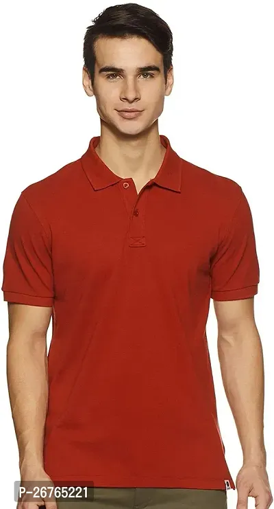 Stylish Red Cotton Blend Solid Half Sleeve T- Shirt For Men