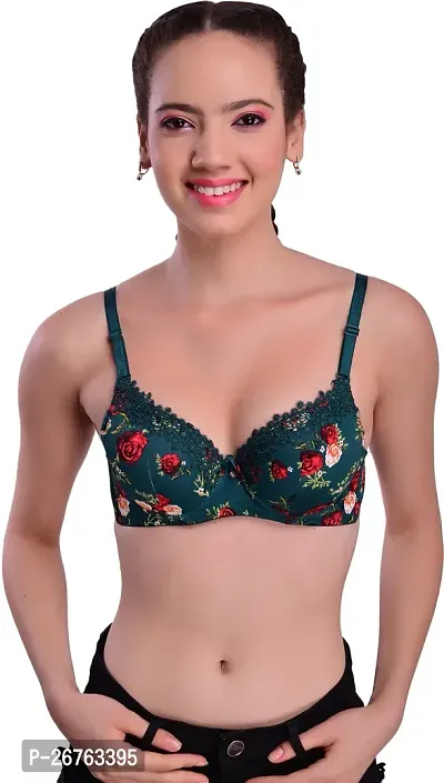 Fancy Green Polycotton  Lightly Padded Bra For Women-thumb0