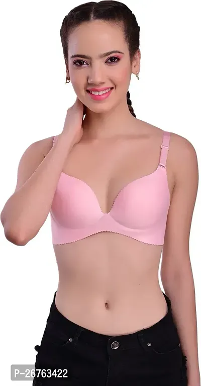 Fancy Pink Polycotton  Lightly Padded Bra For Women-thumb0