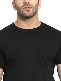 Stylish Black Cotton Blend Solid Half Sleeve T- Shirt For Men-thumb1
