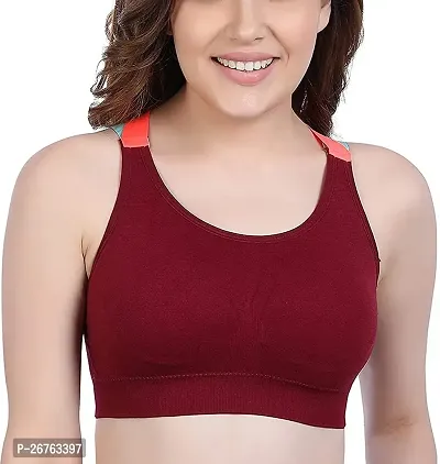 Fancy Maroon Polycotton  Lightly Padded Bra For Women