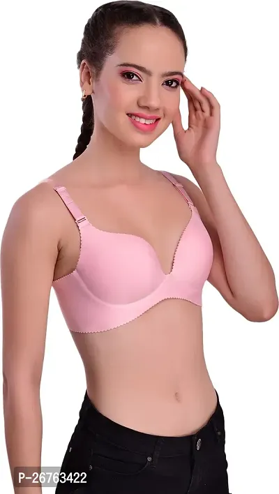 Fancy Pink Polycotton  Lightly Padded Bra For Women-thumb4