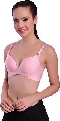 Fancy Pink Polycotton  Lightly Padded Bra For Women-thumb2