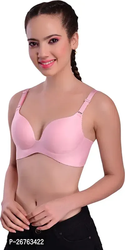 Fancy Pink Polycotton  Lightly Padded Bra For Women-thumb3