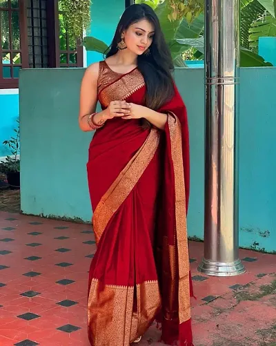 New In Art Silk Saree with Blouse piece 