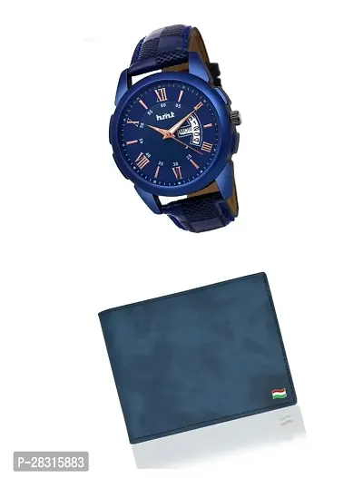 blue dial date series analog men's watch  Blue color wallet-thumb0