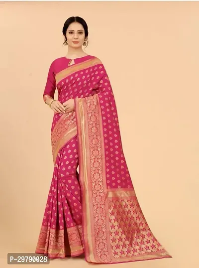 Elegant Pink Art Silk Saree with Blouse piece For Women