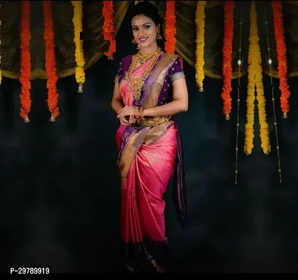 Elegant Pink Art Silk Saree with Blouse piece For Women