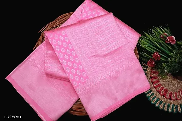 Elegant Pink Art Silk Saree with Blouse piece For Women