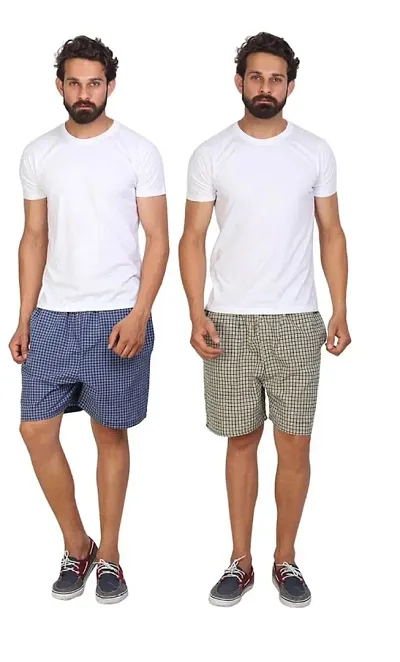 Men Multicolor Cotton Blend Boxer Shorts Pack of 2