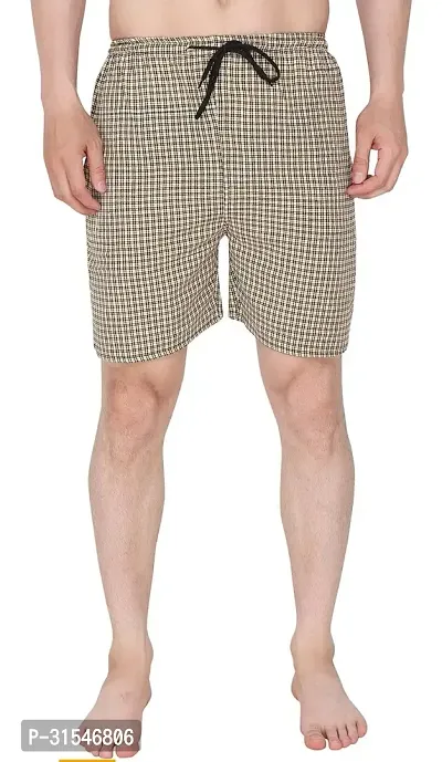 Stylish Beige Cotton Blend Regular Shorts For Men-thumb0