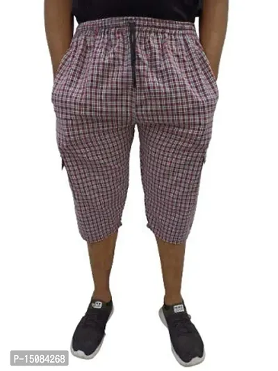 Fabus Men's Cotton Checkered Capri 3/4th Shorts Pack of 3-thumb5