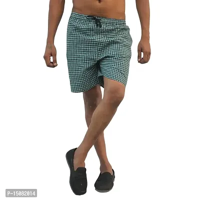 Men's Cotton Boxer/Shorts/Nikkar with Dual Side Pocket Pack of 2 Green Blue-thumb3