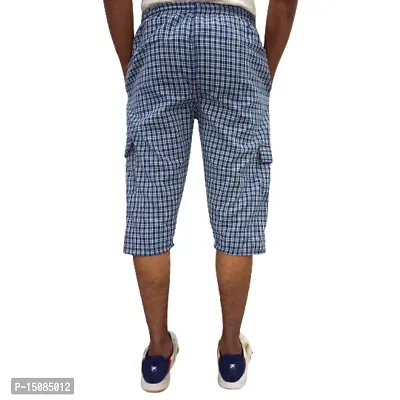 Men's Cotton Checkered Printed 3/4 Capri, Shorts, Multicolor Pack-of -3 (XL, Multicolored 1)-thumb4