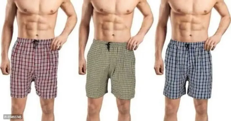 Men's Boxers Cotton Check Shorts for Men- (Combo Pack 3)-thumb2