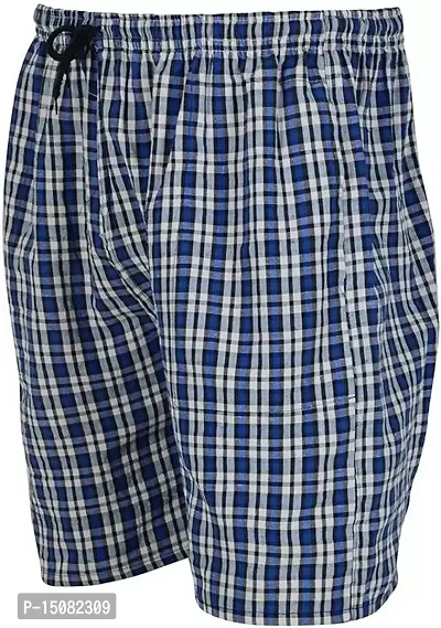 TOTO Industries Men's Multicolour Checkered Boxer Shorts Beach Shorts, Bermuda Short,Loose Fit Boxer Underwear, Button Fly Boxer Shorts,B03-(Pack of 03)-thumb3