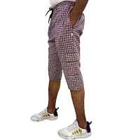 Men's Cotton Checkered Printed 3/4 Capri, Shorts, Multicolor Pack-of -3-thumb3