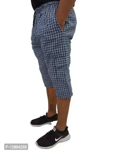 Fabus Men's Cotton Checkered Capri 3/4th Shorts Pack of 3-thumb3