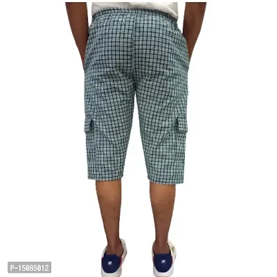 Men's Cotton Checkered Printed 3/4 Capri, Shorts, Multicolor Pack-of -3 (XL, Multicolored 1)-thumb2