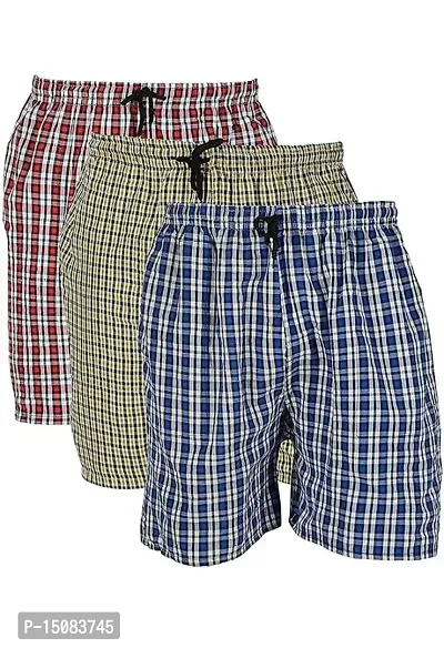 Men's Boxers Cotton Check Shorts for Men- (Combo Pack 3)