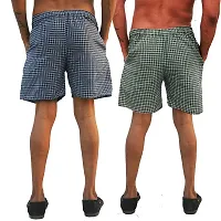 Men's Cotton Boxer/Shorts/Nikkar with Dual Side Pocket Pack of 2 Green Blue-thumb1