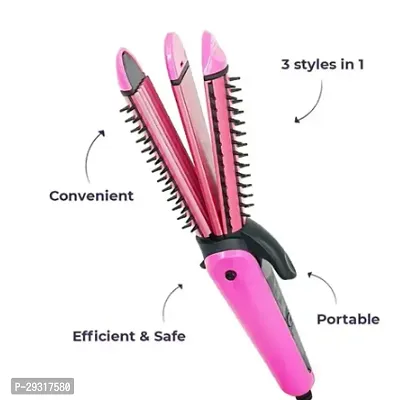 3 in 1 Hair Styler Hair Crimper, Hair Curler and Hair Straightener Nhc 8890 3 In 1 Multifunction Perfect Curl and Straightener for Women
