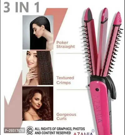 3 in 1 Hair Styler Hair Crimper, Hair Curler and Hair Straightener Nhc 8890 3 In 1 Multifunction Perfect Curl and Straightener for Women-thumb0