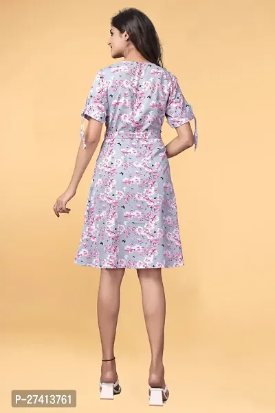 Classic Crepe Printed Dress for Women-thumb4