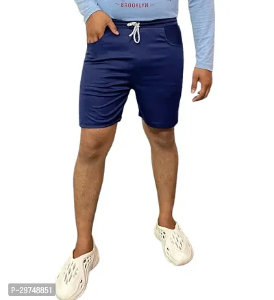 Stylish Blended Solid Shorts For Men-thumb0