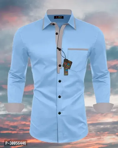 Solid Cotton Long Sleeve Shirts for Men