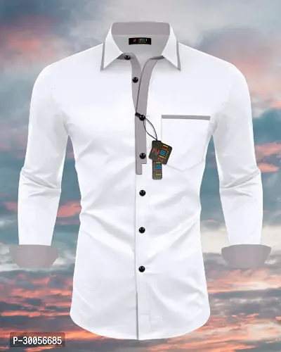 Solid Cotton Long Sleeve Shirts for Men-thumb0