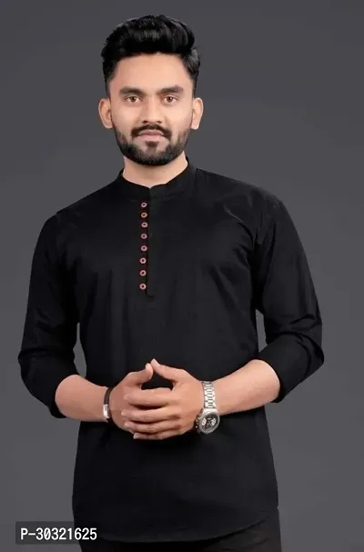 Stylish Cotton Blend Zip Kurta Shirt for Men-thumb0