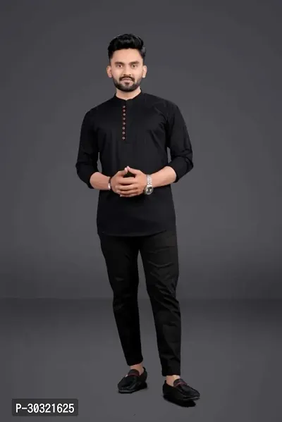 Stylish Cotton Blend Zip Kurta Shirt for Men-thumb5