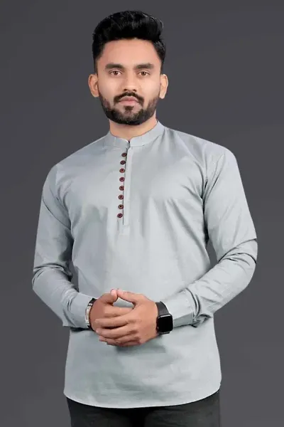 Reliable Cotton Solid Short Kurta For Mens