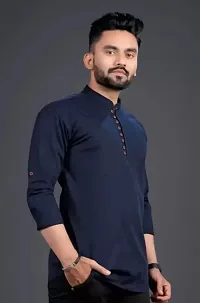 Stylish Cotton Blend Zip Kurta Shirt for Men-thumb2