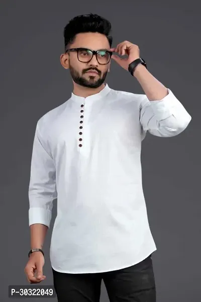 Stylish Cotton Blend Zip Kurta Shirt for Men-thumb0