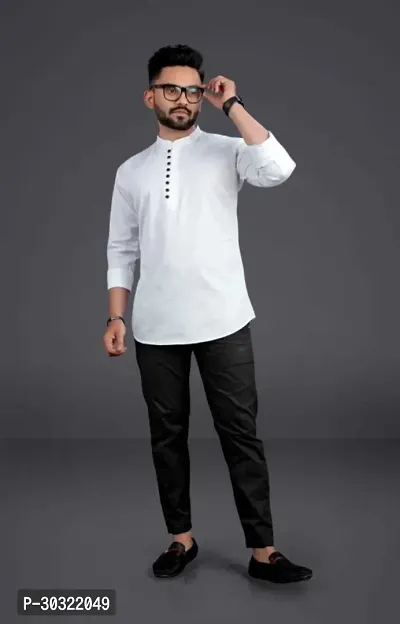 Stylish Cotton Blend Zip Kurta Shirt for Men-thumb4