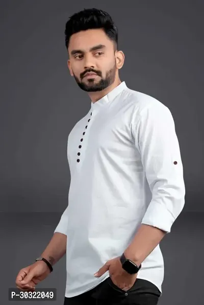 Stylish Cotton Blend Zip Kurta Shirt for Men-thumb2