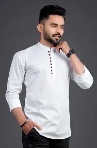 Stylish Cotton Blend Zip Kurta Shirt for Men-thumb2