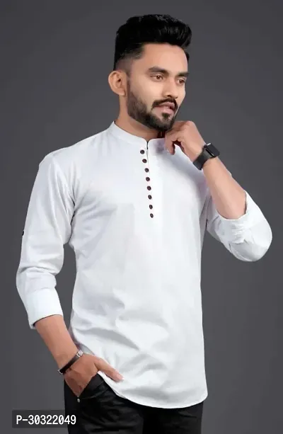 Stylish Cotton Blend Zip Kurta Shirt for Men-thumb3