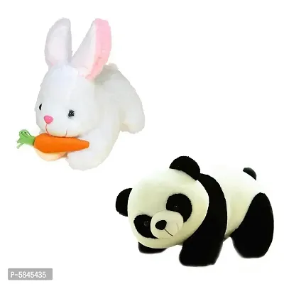 Soft Toys For Kids( Pack Of 2, Panda, Rabbit With Carrot)-thumb0