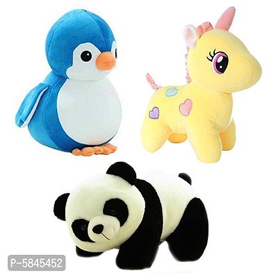 Soft Toys For Kids(Pack Of 3, Unicorn, Panda, Penguin)-thumb0