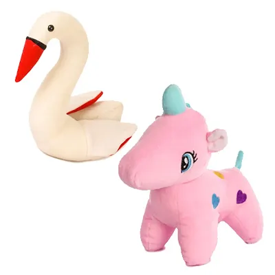 Soft Toys Combo for kids of 2 Toys // Swan and Pink Unicorn